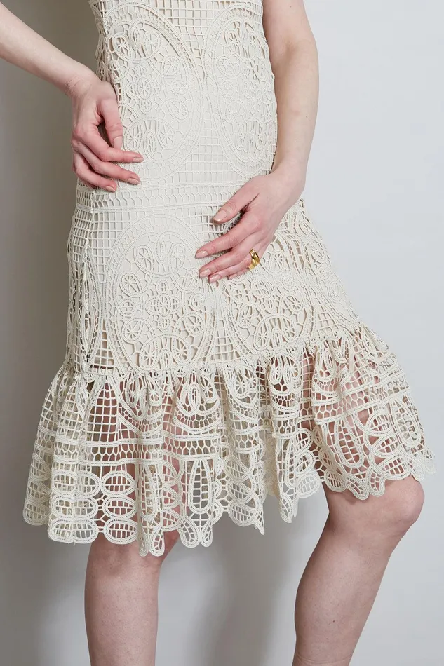 Elie Tahari Mosaic Lace Dress Flour Women Dresses and Jumpsuits