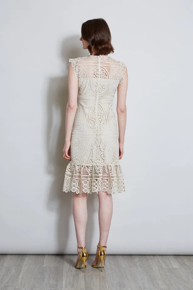 Elie Tahari Mosaic Lace Dress Flour Women Dresses and Jumpsuits