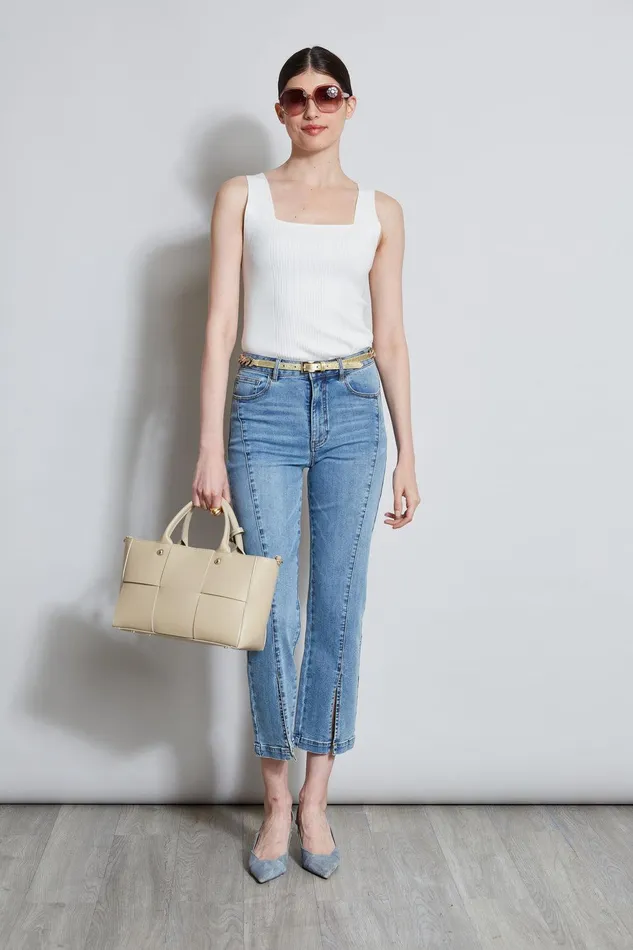 Elie Tahari Rib Detail Sweater Tank Foam Women Tops
