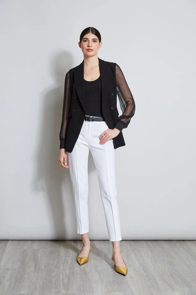 Elie Tahari Rib Knit Scoop Tank Top Black Women Tops