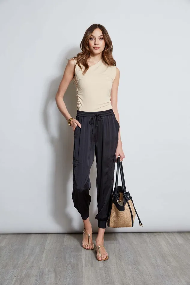Elie Tahari Satin Cargo Pant Black Women Bottoms