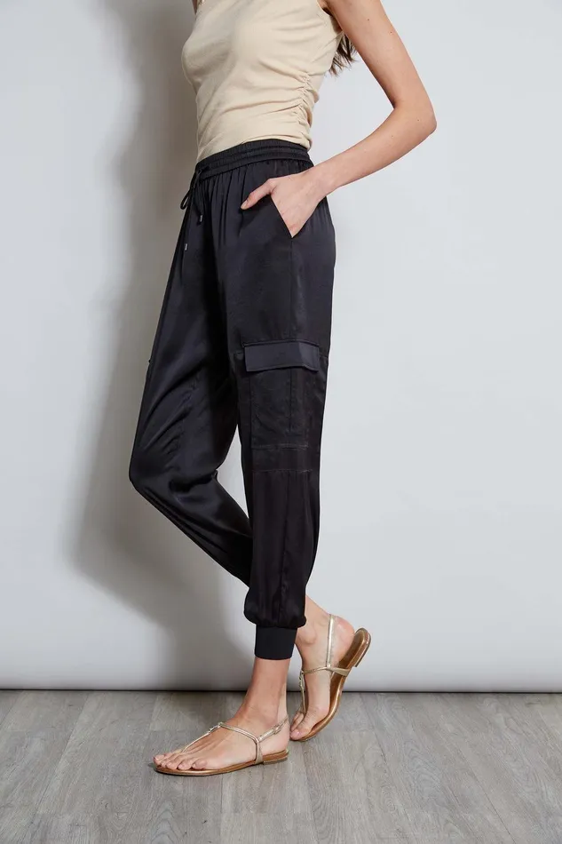Elie Tahari Satin Cargo Pant Black Women Bottoms