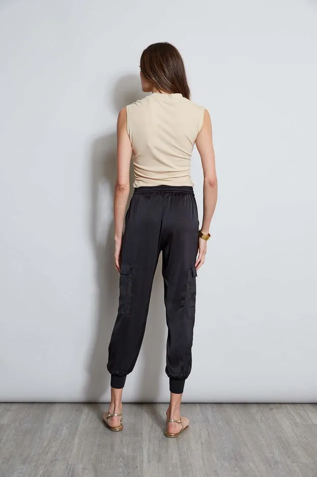 Elie Tahari Satin Cargo Pant Black Women Bottoms