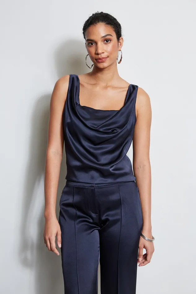 Elie Tahari Satin Cowl Cami Stargazer Women Tops