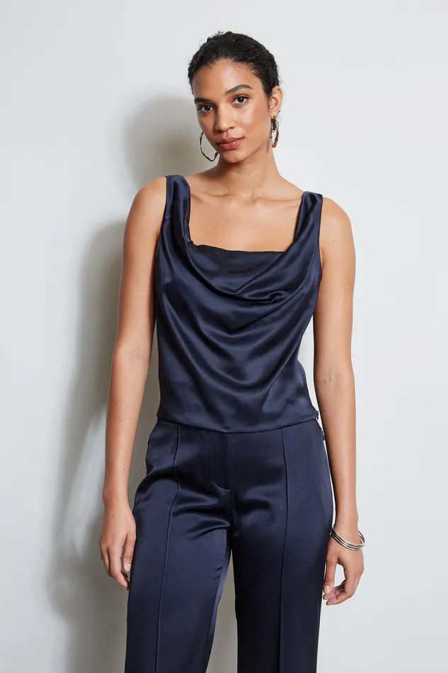 Elie Tahari Satin Cowl Cami Stargazer Women Tops