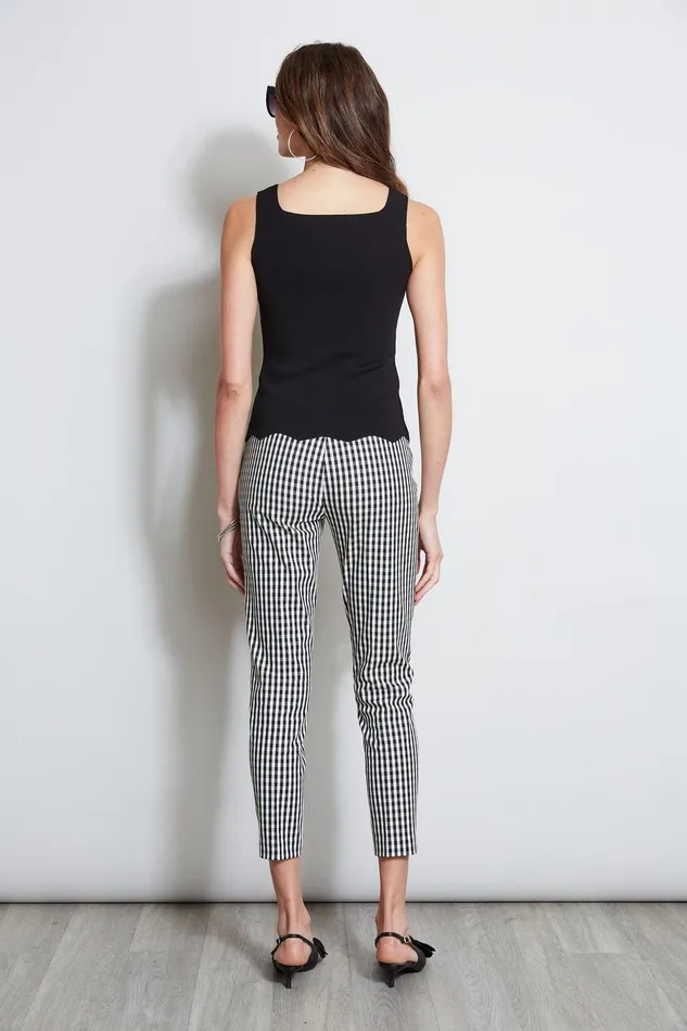 Elie Tahari Scallop Hem Sweater Tank Black Women Tops