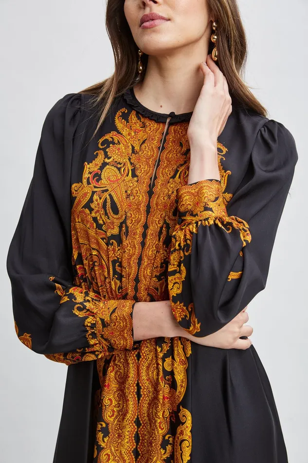 Elie Tahari Silk Paisley Maxi Dress Gilded Dream Print Women Dresses and Jumpsuits