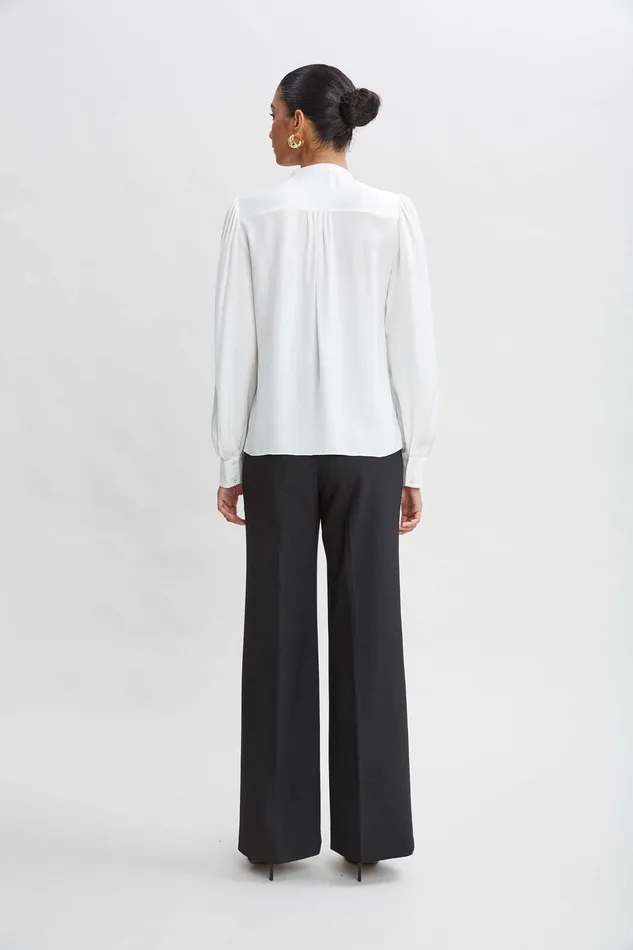 Elie Tahari Silk Ruffle Button Down Shirt Fresh Pearl Women Tops