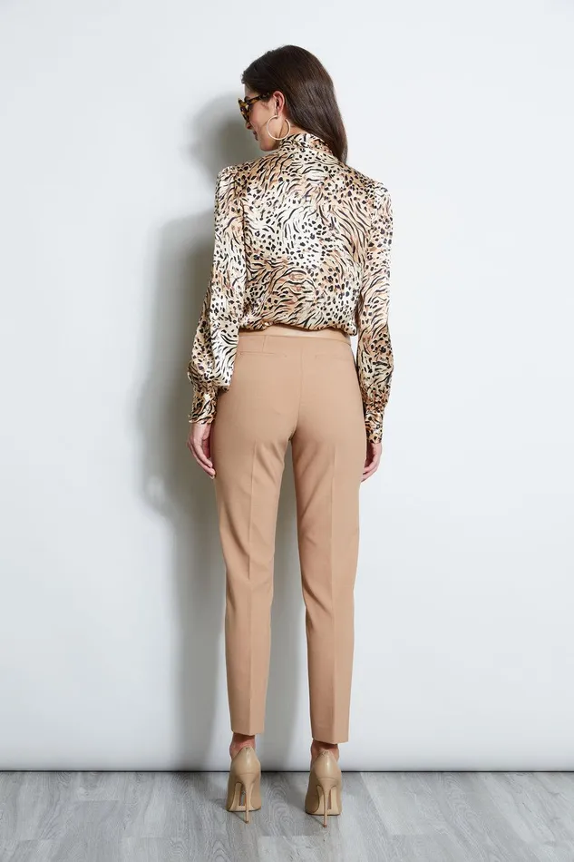 Elie Tahari Silk Satin Winter Safari Shirt Bark Multi Women Tops