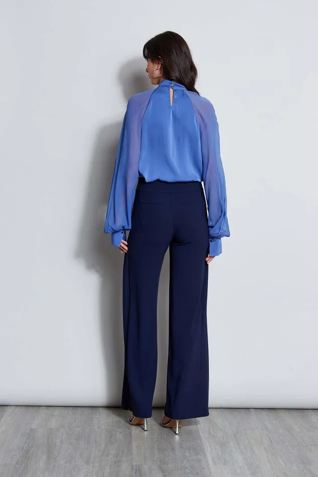 Elie Tahari Silk Twist Keyhole Shirt Paris Blue Women Tops