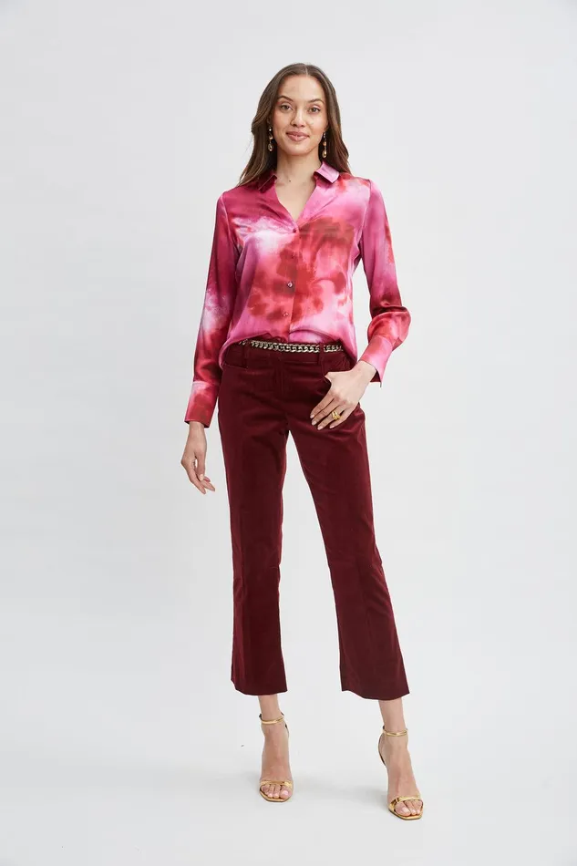 Elie Tahari Silk Venetian Glass Shirt Multi Women Tops