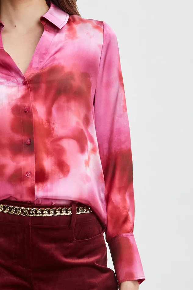 Elie Tahari Silk Venetian Glass Shirt Multi Women Tops