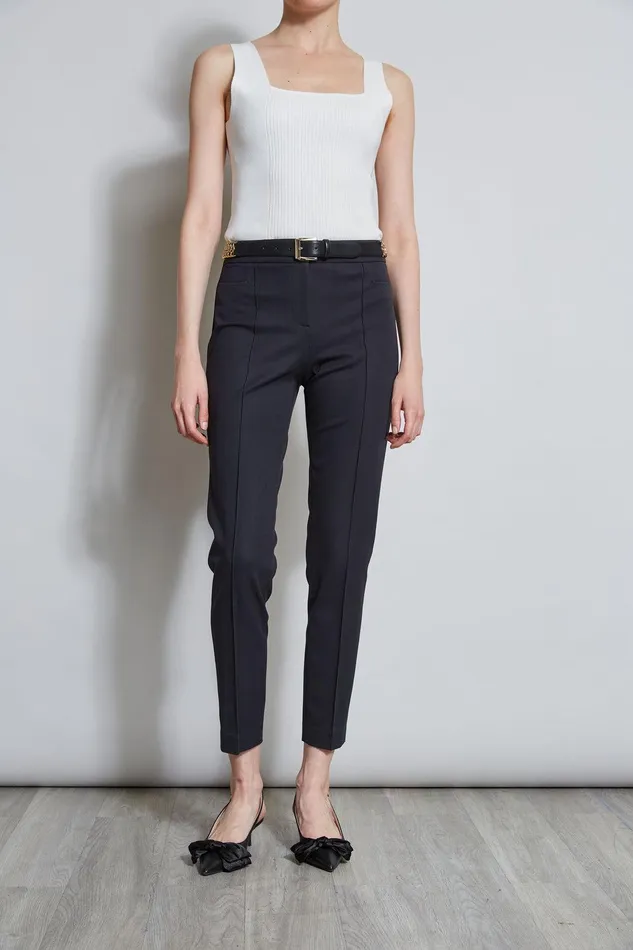 Elie Tahari Slim Pintuck Pant Black Women Bottoms