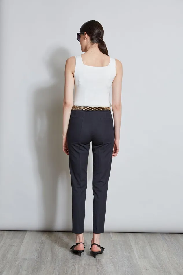Elie Tahari Slim Pintuck Pant Black Women Bottoms