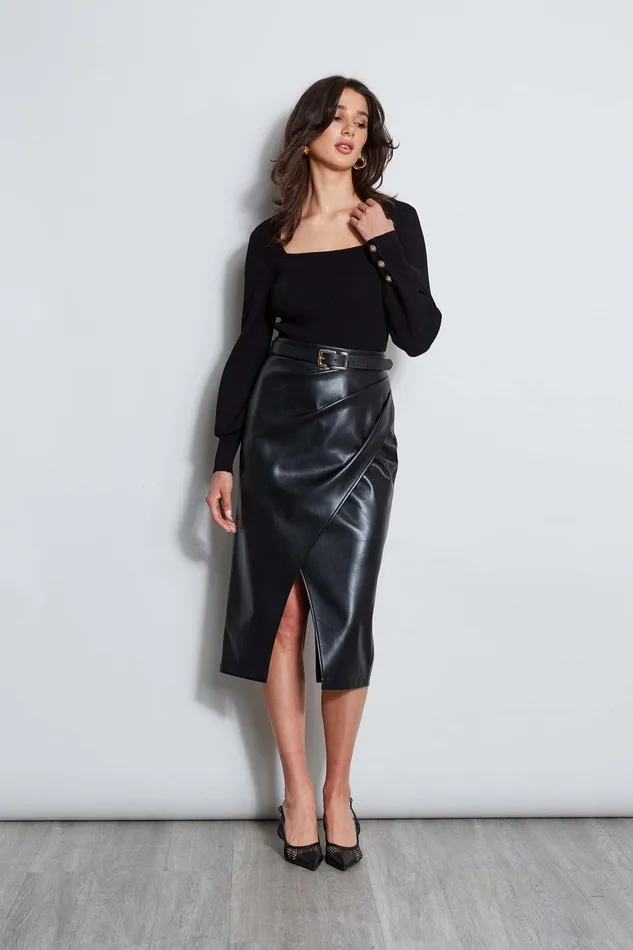 Elie Tahari Square Neck Sweater Noir Women Tops
