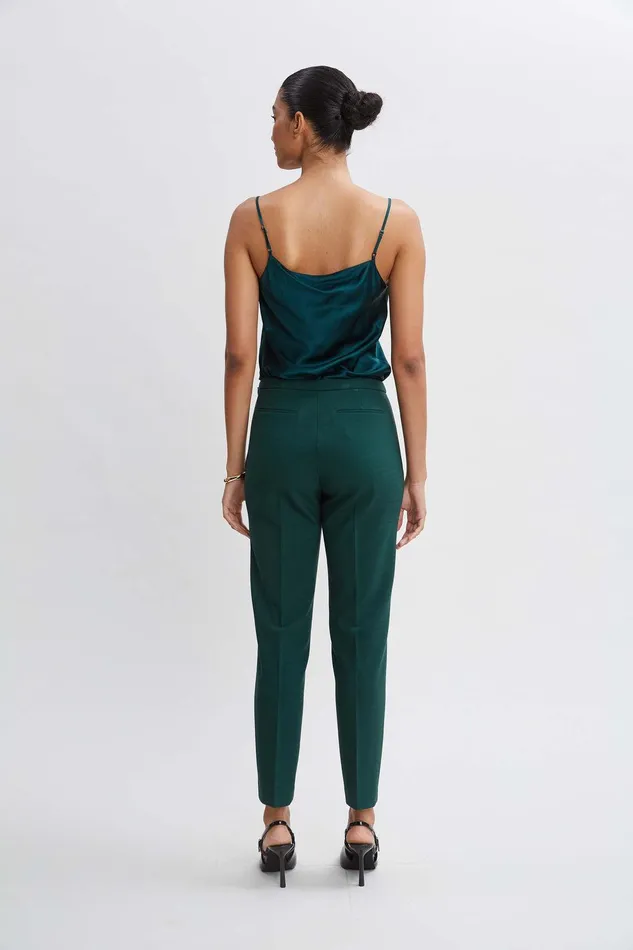 Elie Tahari Stretch Silk Satin Cami Forest Green Women Tops