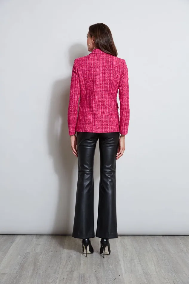 Elie Tahari Tweed Double Breasted Blazer Electric Pink Women Jackets and Blazers