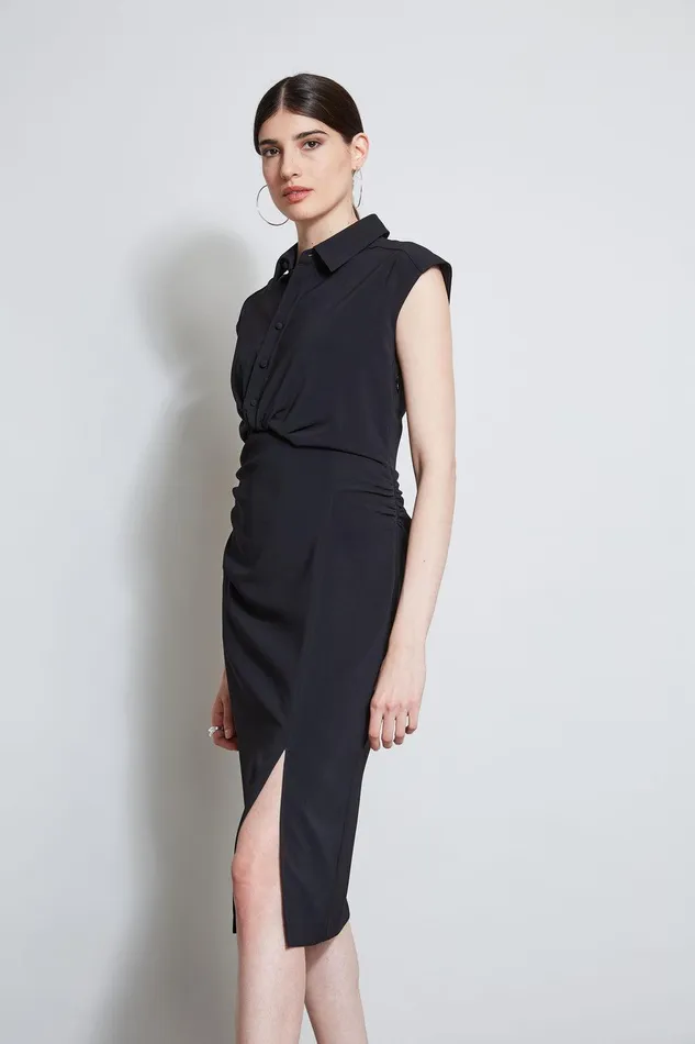 Elie Tahari Twist Button Dress Black Women Dresses and Jumpsuits