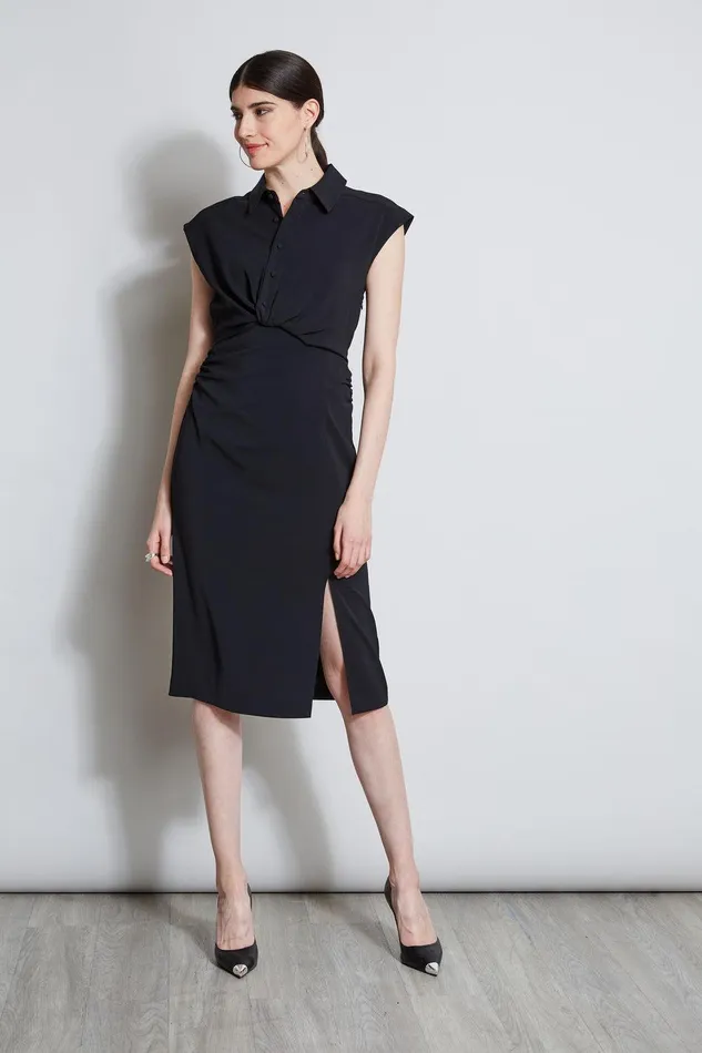 Elie Tahari Twist Button Dress Black Women Dresses and Jumpsuits