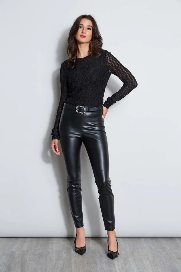 Elie Tahari Vegan Leather Legging Black Women Bottoms