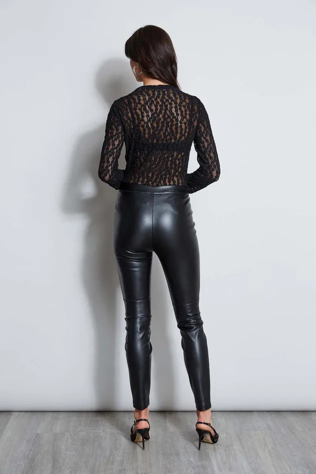 Elie Tahari Vegan Leather Legging Black Women Bottoms