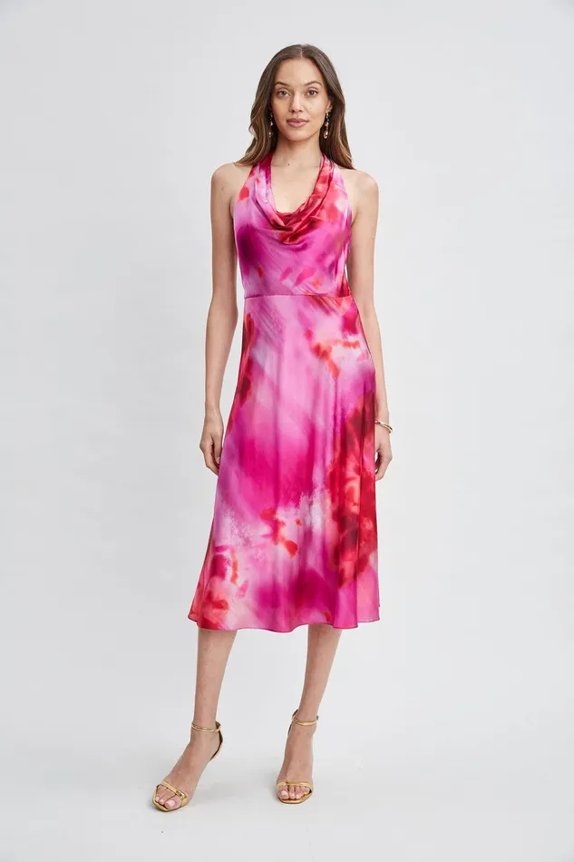 Elie Tahari Venetian Glass Halter Dress Multi Women Dresses and Jumpsuits