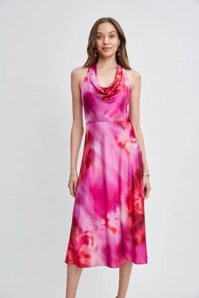 Elie Tahari Venetian Glass Halter Dress Multi Women Dresses and Jumpsuits