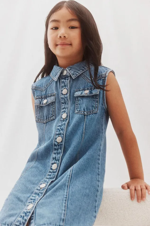 Ellen Denim Dress Weekend Wash Girls Cotton On Dresses
