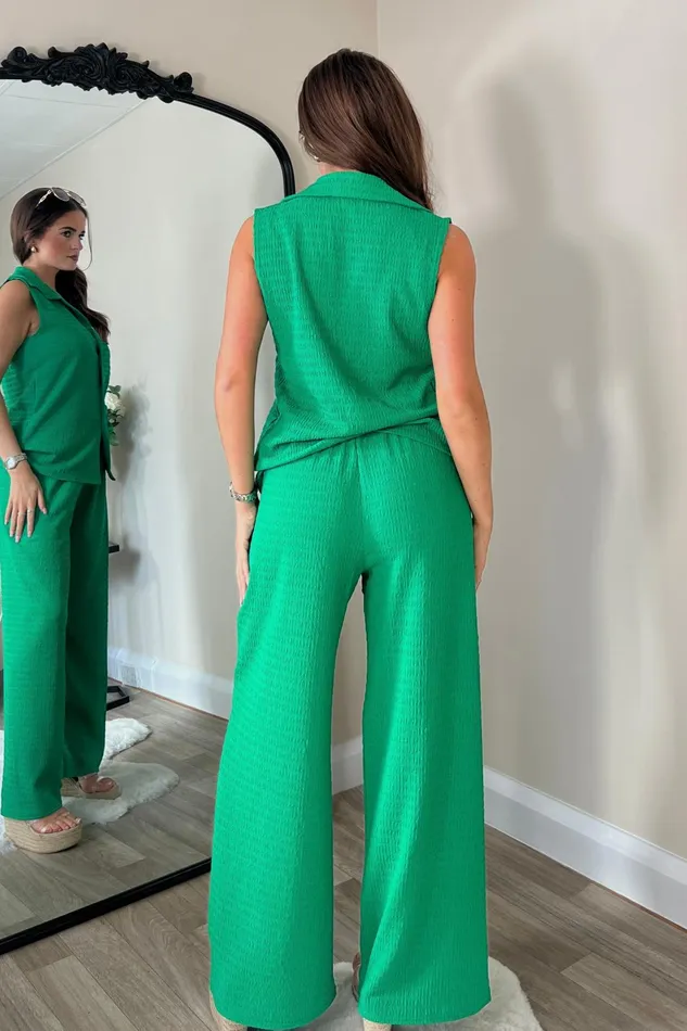 Ellie Sleevesless Shirt Trouser Set Green Women Girl In Mind CoOrds