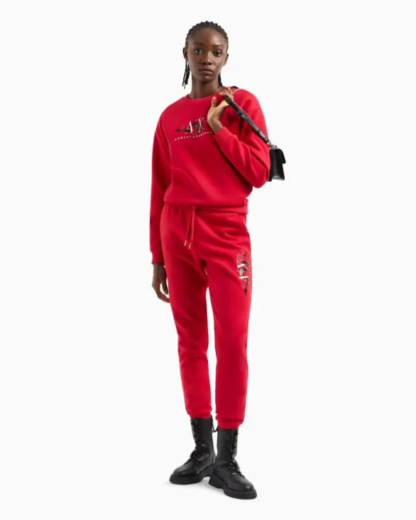 Embroidery Sweatshirt Red Women Armani Matching Sets Embroidery Sweatshirt Red Women Armani Matching Sets