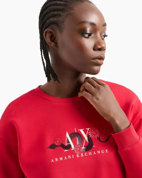 Embroidery Sweatshirt Red Women Armani Matching Sets Embroidery Sweatshirt Red Women Armani Matching Sets