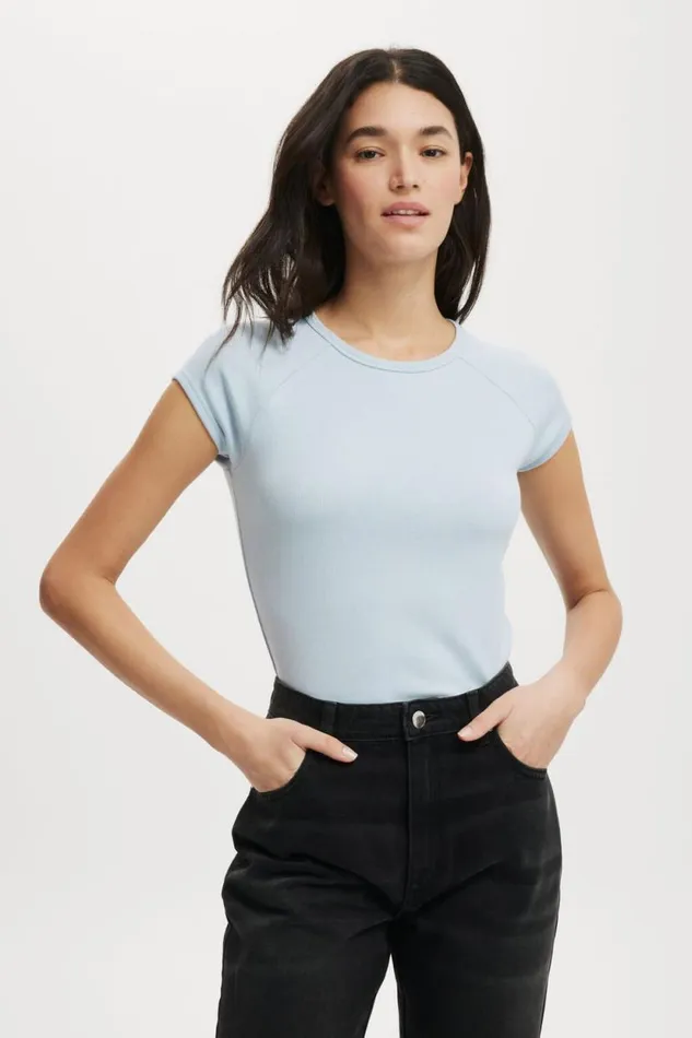 Essential Rib Raglan Cap Sleeve Top Shoreline Women Cotton On Tops