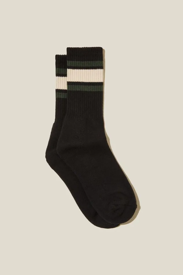 Essential Sock Blackposy Greenivory Triple Stripe Men Cotton On Socks and Underwear Essential Sock Blackposy Greenivory Triple Stripe Men Cotton On Socks and Underwear