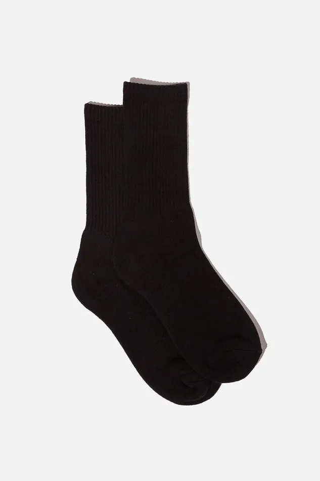 Essential Sock Black Solid Men Cotton On Socks and Underwear