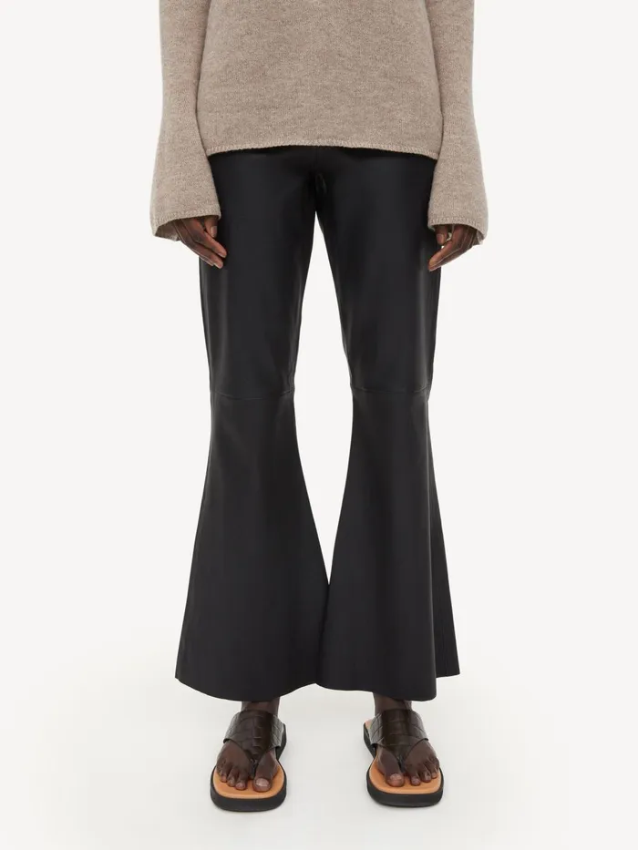 Evyline Cropped Leather Trousers Black Women By Malene Birger Trousers
