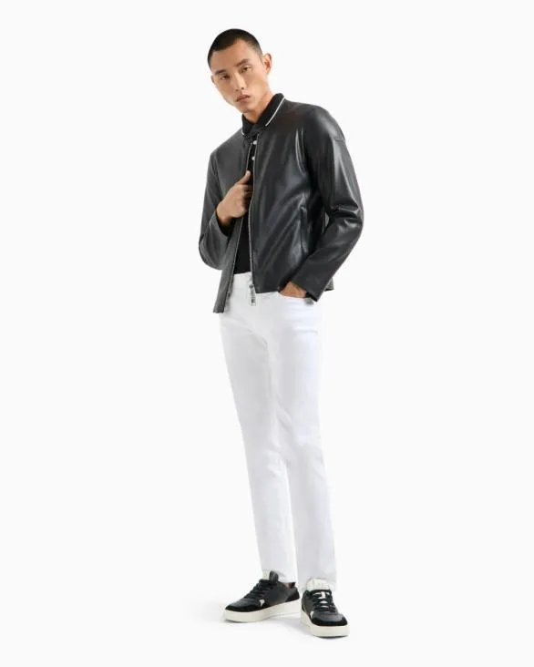 Faux Leather Jacket With Zip Black Men Armani Outerwear Faux Leather Jacket With Zip Black Men Armani Outerwear