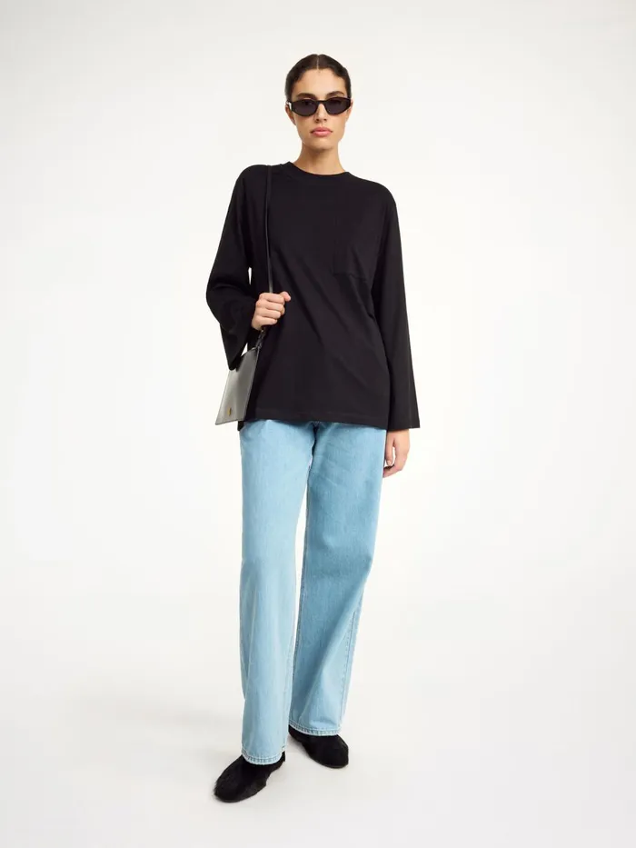 Fayeh Oversized Longsleeve Black Women By Malene Birger Tops and Blouses