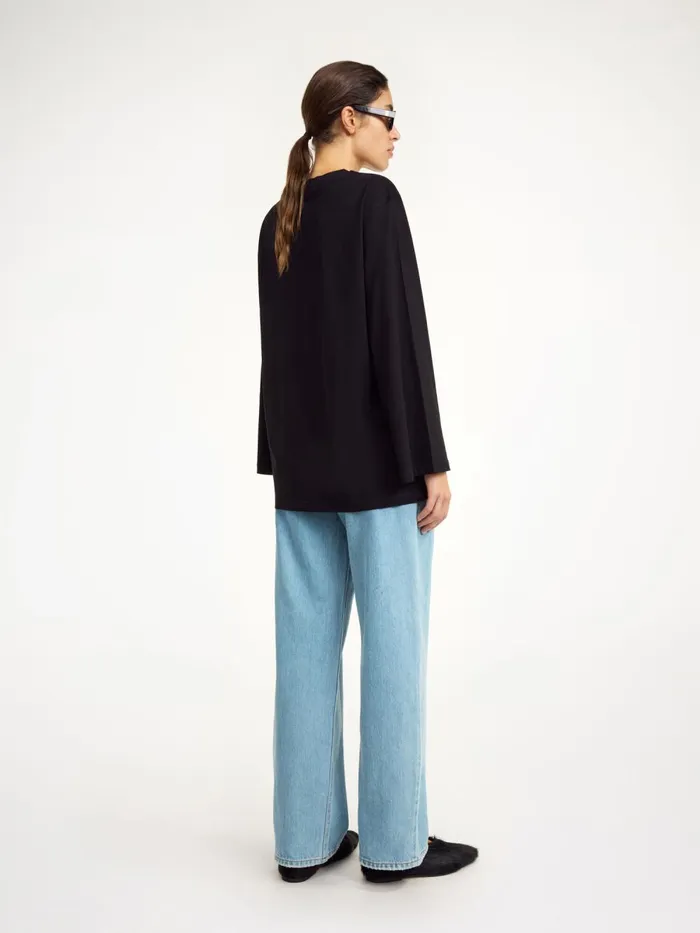 Fayeh Oversized Longsleeve Black Women By Malene Birger Tops and Blouses