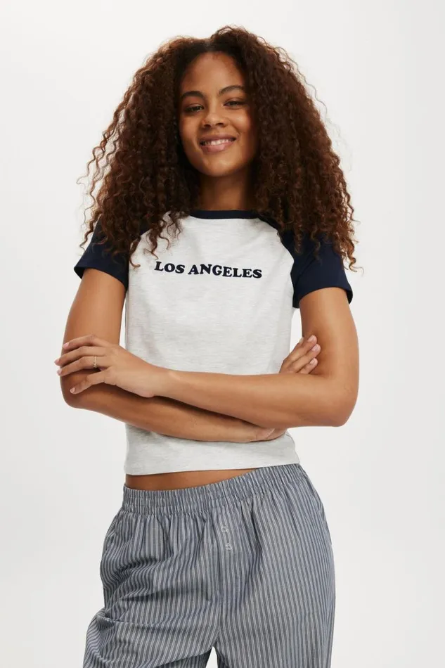Fitted Graphic Lcn Raglan Longline Tee Los Angeles Winter Night Light Grey Marle Women Cotton On Tops Fitted Graphic Lcn Raglan Longline Tee Los Angeles Winter Night Light Grey Marle Women Cotton On Tops