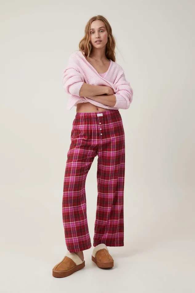 Flannel Boyfriend Boxer Pant Silvie Check Pink Women Cotton On Pajamas