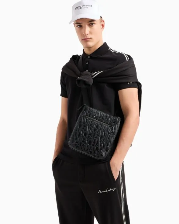 Flat Shoulder Strap In Recycled Material Black Men Armani Crossbody Bags