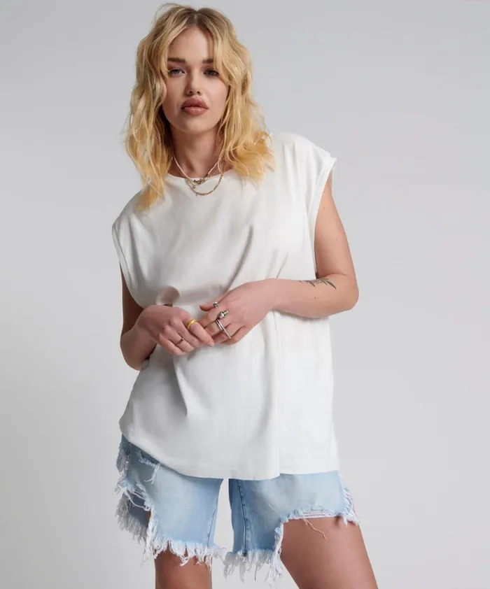 FRESH WHITE BAMBOO LOGO UNISEX TANK Women One Teaspoon Tees and Tanks