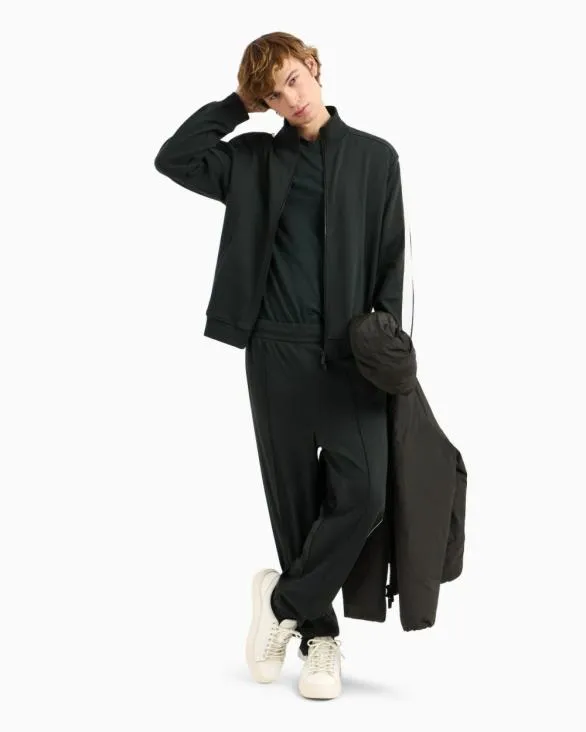 Full Zip Sweatshirt With Logo Bands Green Men Armani Matching Sets