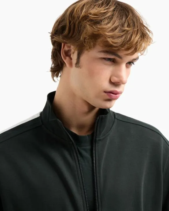 Full Zip Sweatshirt With Logo Bands Green Men Armani Matching Sets