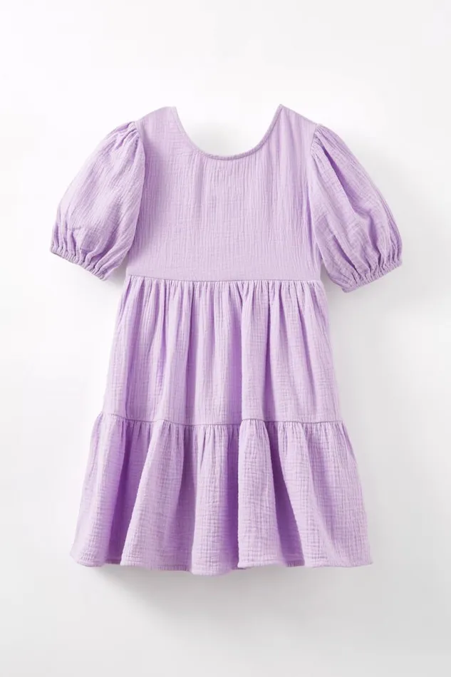 Georgia Short Sleeve Dress Lilac Drop Girls Cotton On Dresses