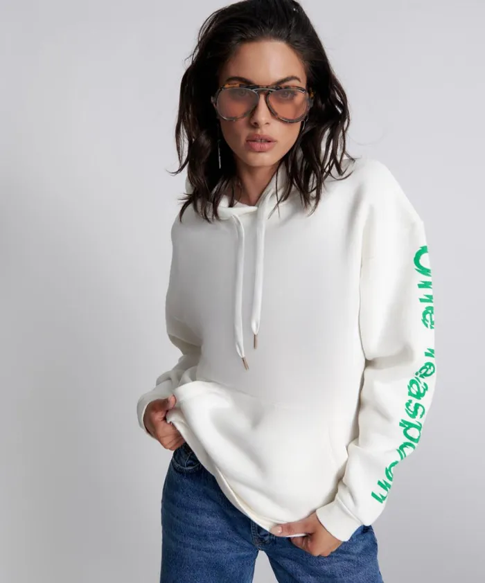 GET PHYSICAL OVERSIZED HOODY WHITE Women One Teaspoon Hoodies And Sweats