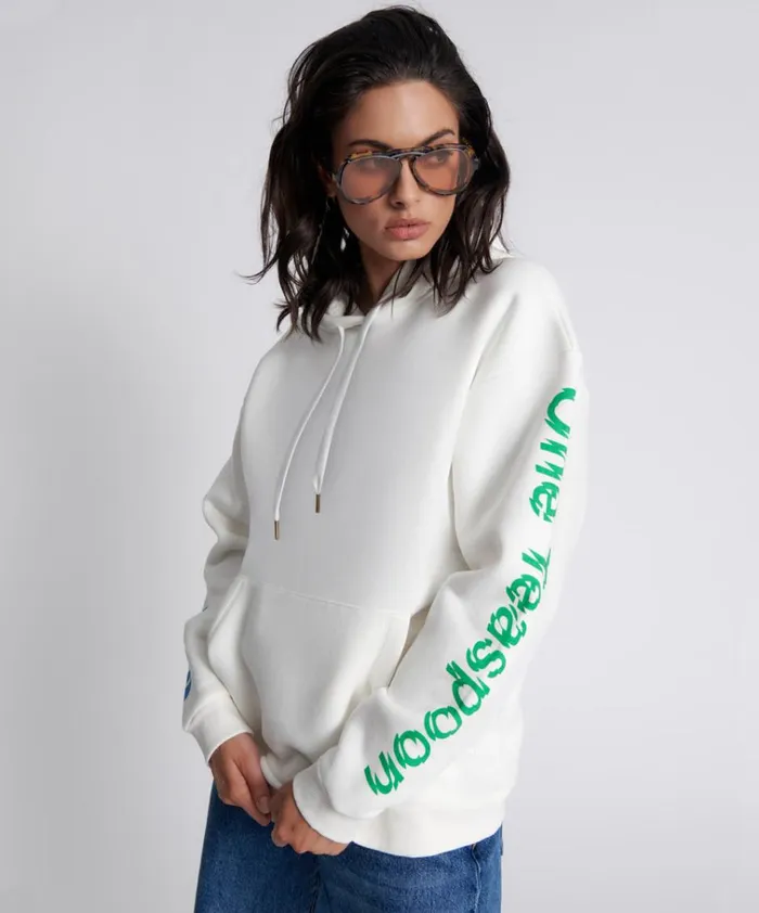 GET PHYSICAL OVERSIZED HOODY WHITE Women One Teaspoon Hoodies And Sweats GET PHYSICAL OVERSIZED HOODY WHITE Women One Teaspoon Hoodies And Sweats