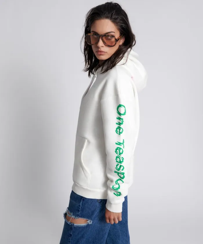 GET PHYSICAL OVERSIZED HOODY WHITE Women One Teaspoon Hoodies And Sweats GET PHYSICAL OVERSIZED HOODY WHITE Women One Teaspoon Hoodies And Sweats