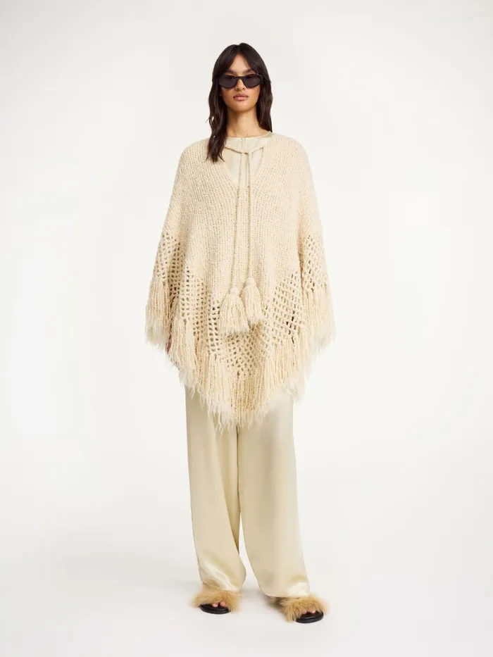 Gintana Poncho Oyster Gray Women By Malene Birger Coats and Jackets