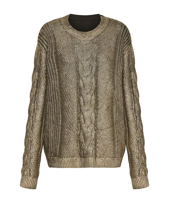 GOLD FOIL CABLE SPINE SWEATER Women One Teaspoon Knitwear